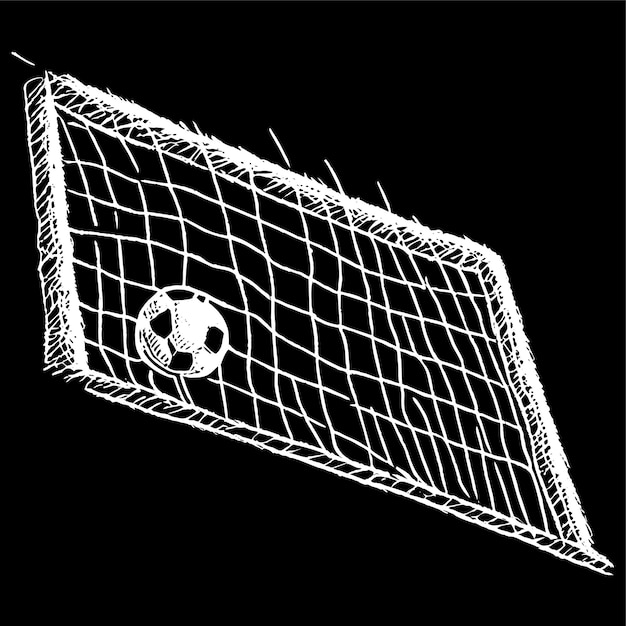 Vector soccer football ball in goal net