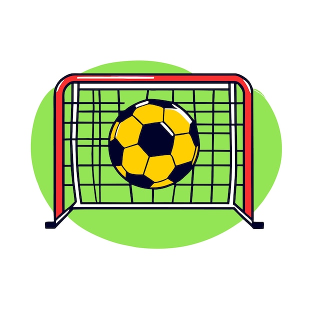 Vector soccer football ball in goal net