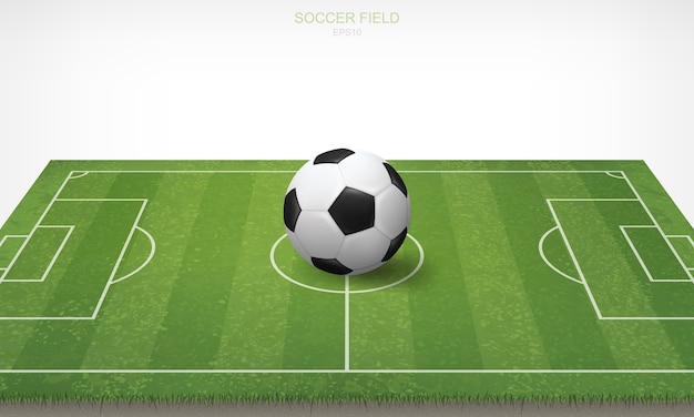 Soccer football ball in soccer field.
