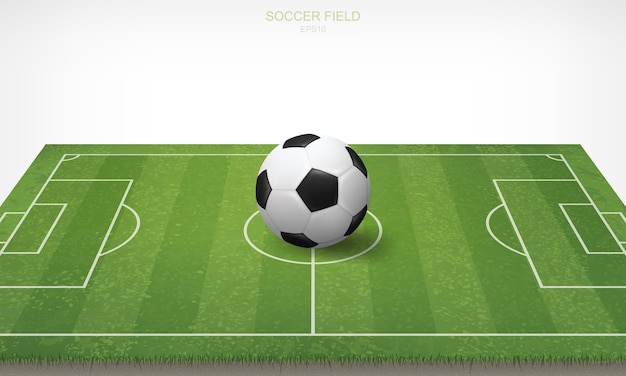 Vector soccer football ball in soccer field.