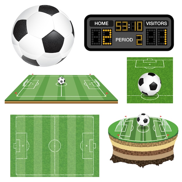 Soccer Football Field Ball and Scoreboard