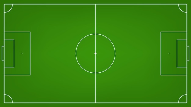 Vista dall'alto del campo di calcio di calcio con colore verde e linea bianca per lo sfondo del design grafico sportivo