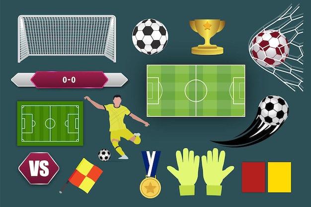 Vector soccer football game element set vector illustration