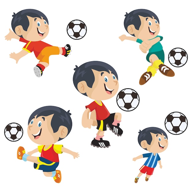 サッカーフットボールのキッズプレイヤースポーツキャラクター