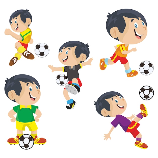 サッカーフットボールのキッズプレイヤースポーツキャラクター