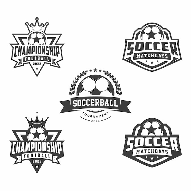 Soccer football logo emblem collections designs templates on a light background