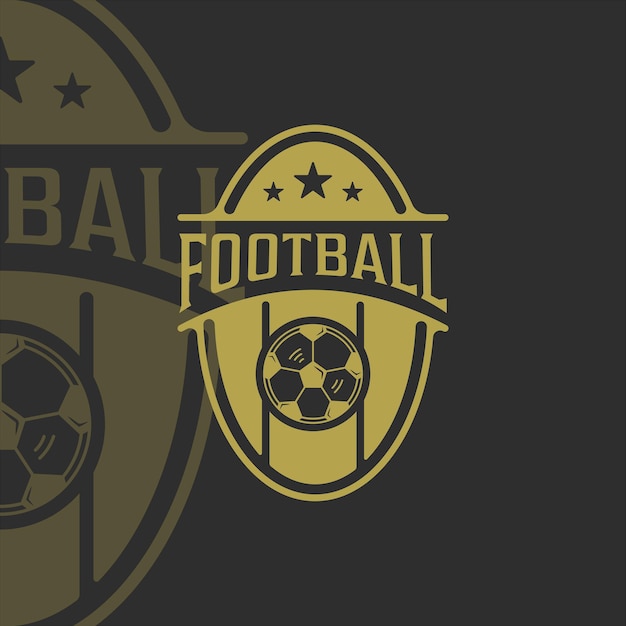 サッカーまたはサッカーのロゴヴィンテージベクトルイラストテンプレートアイコングラフィックデザインスポーツレトロゴールド
