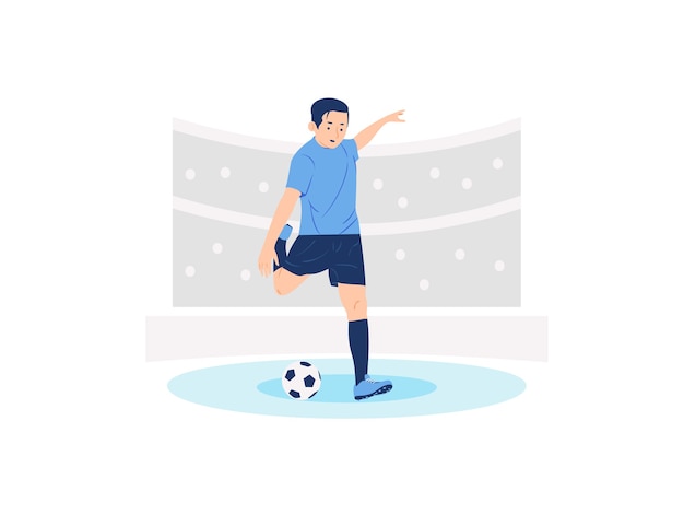 Vector soccer football player ready kicking concept illustration