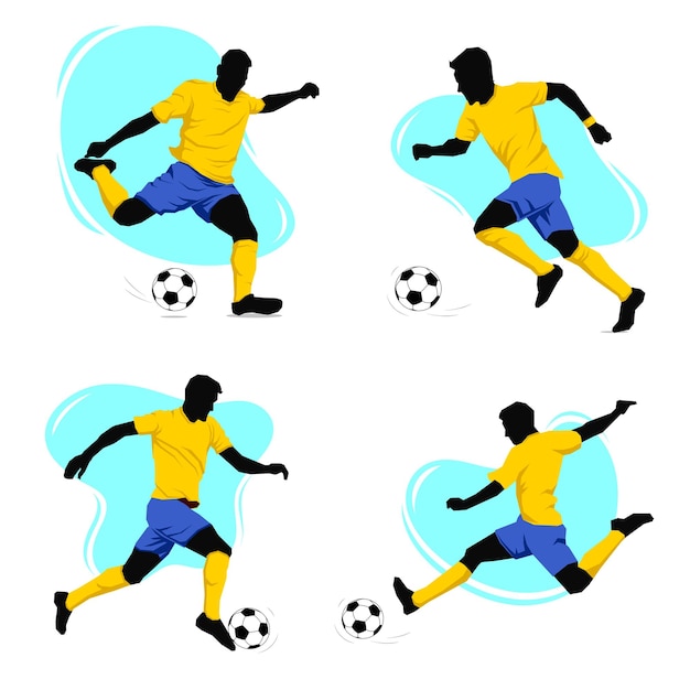 Soccer football players in action vector illustration sketch hand drawn with liquid shapes