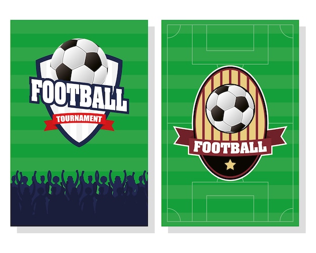 Vector soccer football sport poster with shields