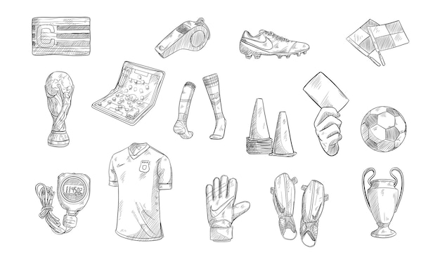 Collezione disegnata a mano di partite di calcio