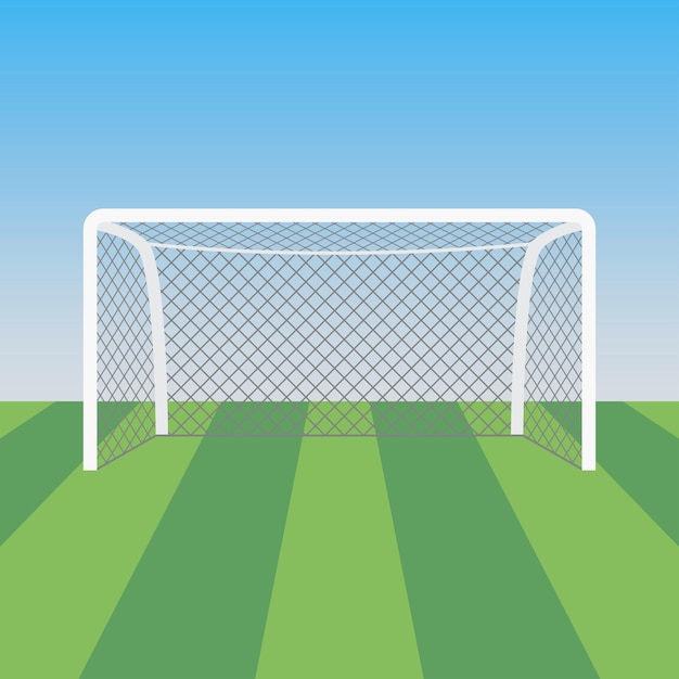Вектор Футбольные ворота и трава на футбольном стадионе. спортивный фон для плаката. векторная иллюстрация.