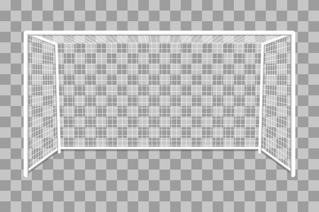 影とネットでサッカーのゴール。サッカー場の門。フットボール。透明な背景に分離。ベクター