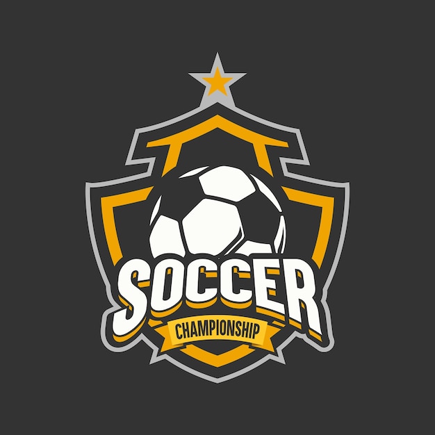 Soccer Gold color Football Badge Logo Design Templates Sport Team Identity Vector Illustrations