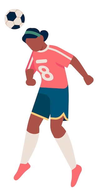 Vector soccer header player hitting ball with head