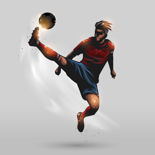 Vector soccer high jumping kick