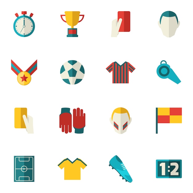 Soccer icons flat