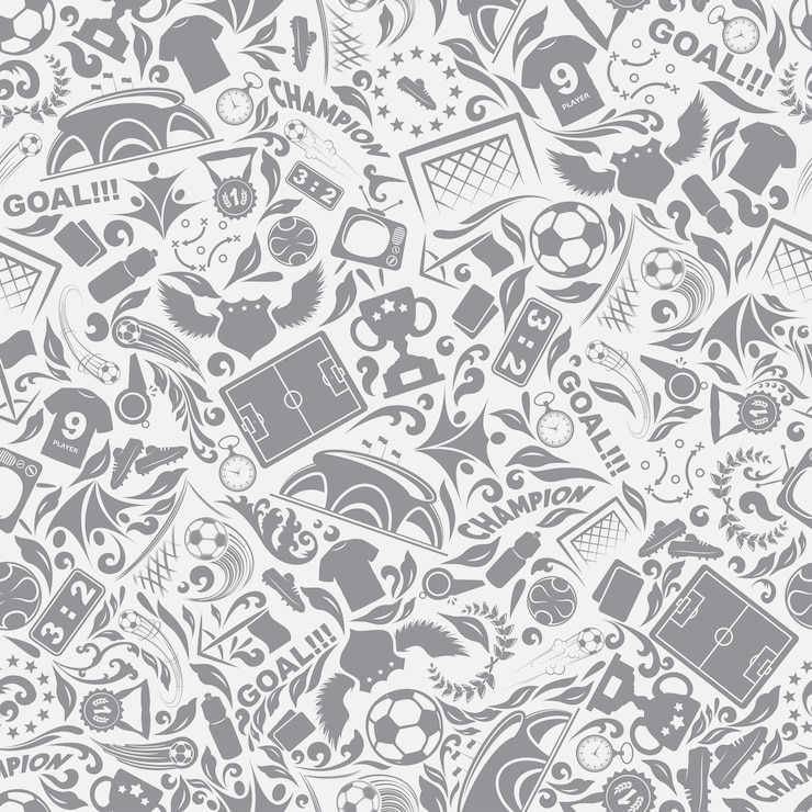 Vector soccer icons seamless floral background