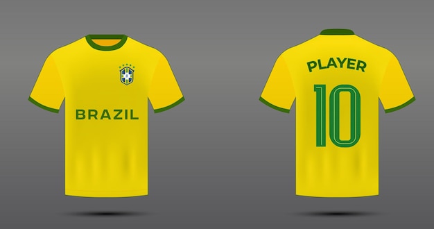 soccer jersey for brazil team with front and back view