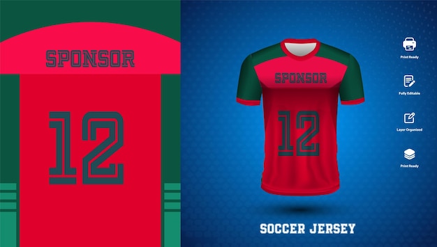 벡터 크리켓 축구를 위한 축구 유니폼 디자인 또는 스포츠 티셔츠 디자인