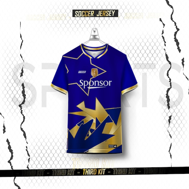 昇華、スポーツ t シャツ デザイン ゴールデン テクスチャのサッカー ジャージー デザイン