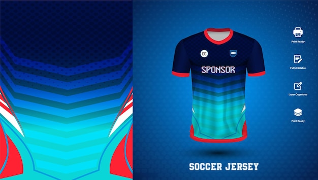 Soccer jersey design for sublimation or sports tshirt design for cricket football