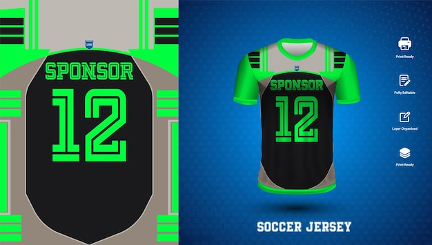 Vector soccer jersey design for sublimation or sports tshirt design for cricket football