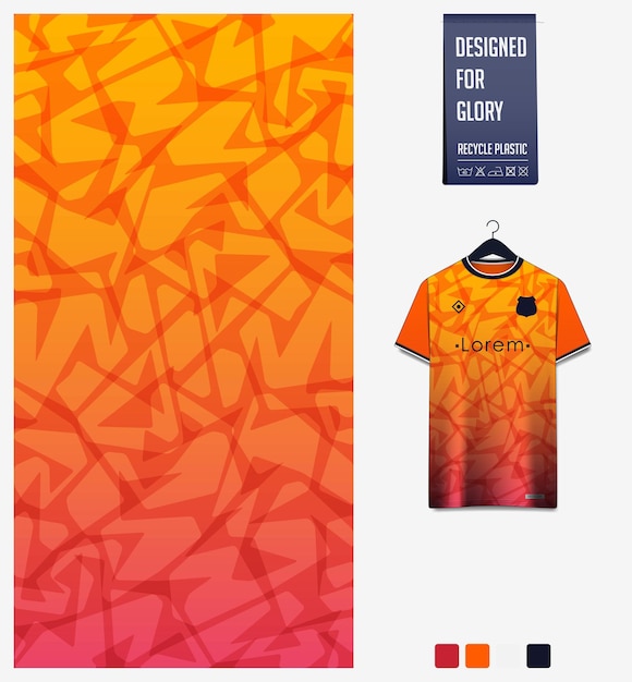 Soccer jersey fabric pattern design Abstract pattern on orange background