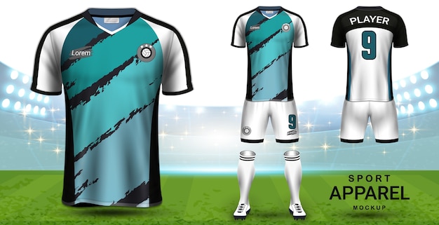 Modello di mockup di presentazione di soccer jersey e football kit