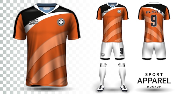 Modello di mockup di presentazione di soccer jersey e football kit