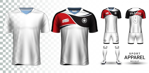 Vettore modello di mockup di presentazione di soccer jersey e football kit