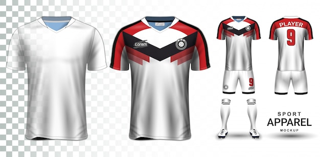 Modello di mockup di presentazione di soccer jersey e football kit