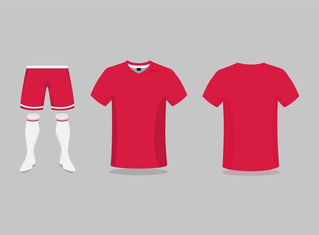 Vettore t-shirt sportiva in jersey da calcio design rossa