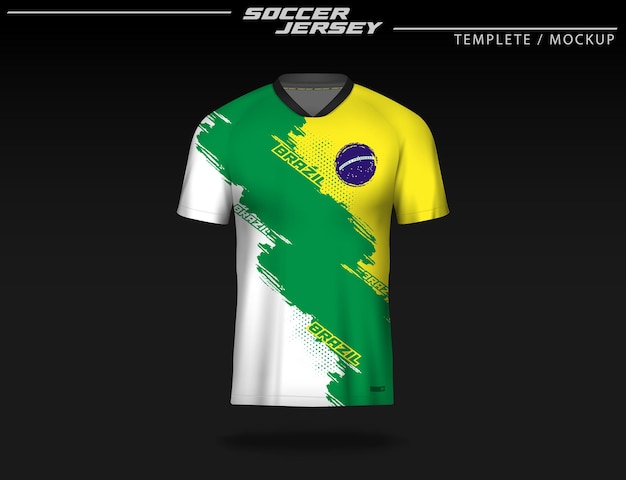 Soccer jersey sport t shirt design template BRAZIL