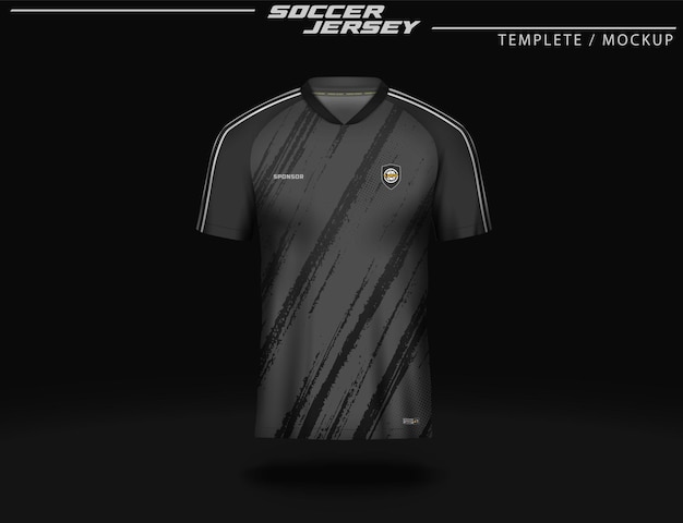 Soccer jersey sport t shirt design template mockup black and white