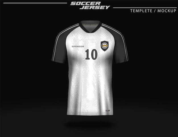 soccer jersey sport t shirt design template mockup black and white