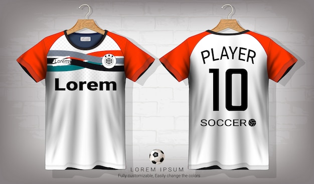 Soccer jersey and t-shirt sport mockup template.