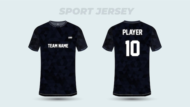 Soccer jersey template sport t shirt design in black color