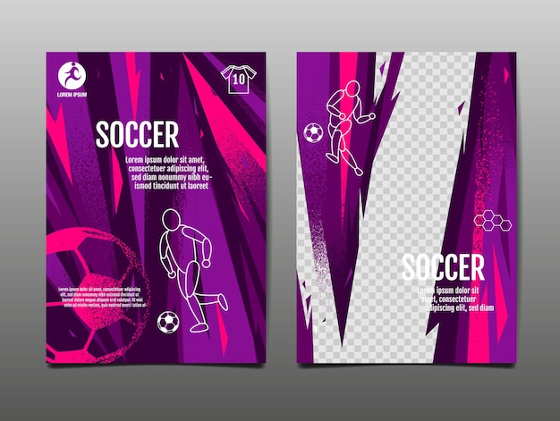 Футбольный макет шаблон дизайна футбольной лиги Фиолетовый пурпурный тон спорт backgroundxA