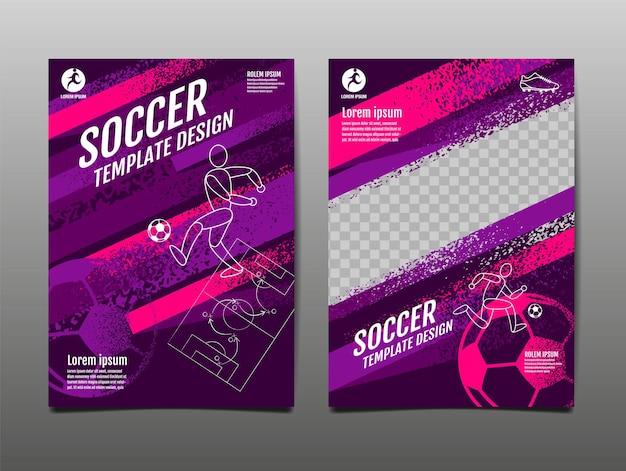 Soccer Layout template design football Purple magenta tone sport background