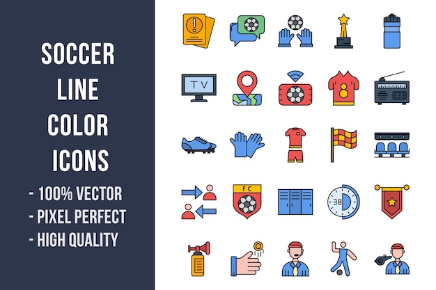 Soccer Line Color Icons