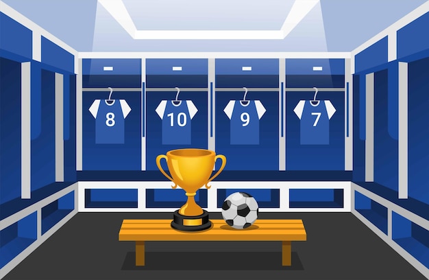 Вектор Футбольная раздевалка с иллюстрацией сцены клубной спортивной команды