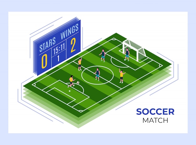 Soccer match isometric design template