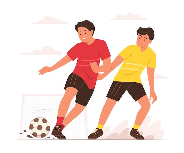 Soccer Men Playing Football for Sport Concept Illustration