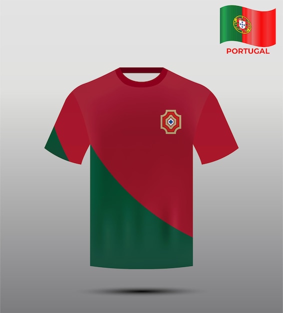 Vector soccer national team jersey for portugal with front view