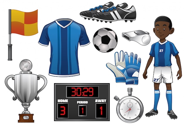 Set di oggetti di calcio