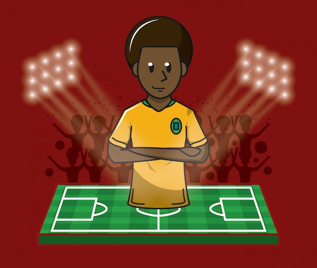 Vector soccer player on camp field cartoons concept