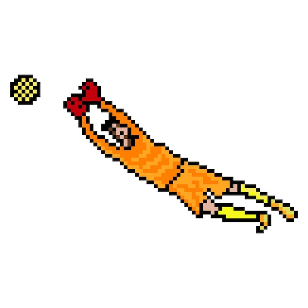 Soccer player goalkeeper pixel art.