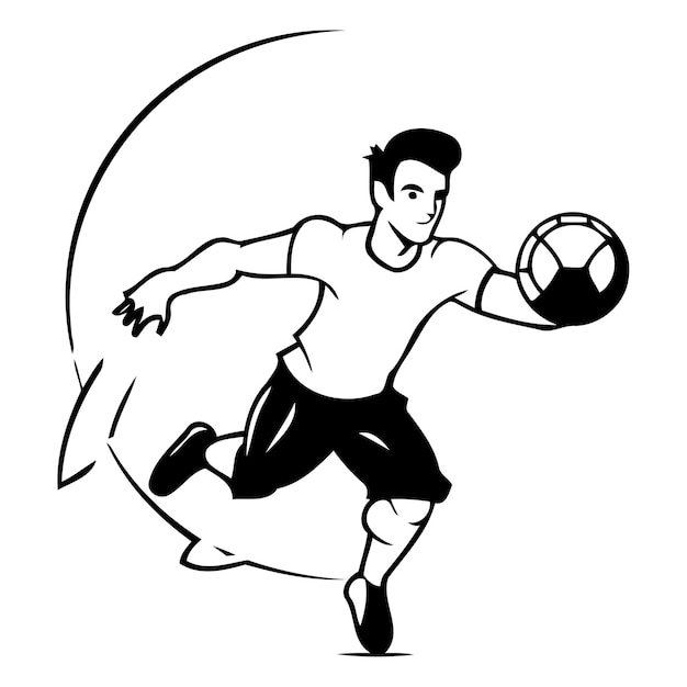 Soccer player kicking the ball Vector illustration in cartoon style