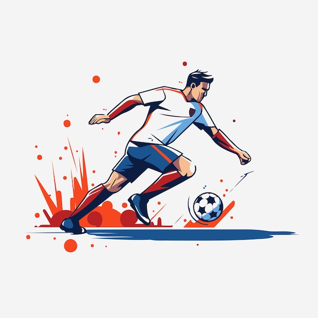 Vector soccer player kicking the ball vector illustration soccer player kicks the ball